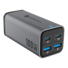 Desktop charger Forcell F-Energy GaN III 2 x USB C + 2 x USB A QC4.0 PD 5A 100W VT-49 gray Desktop charger Forcell F-Energy GaN III 2 x USB C + 2 x USB A QC4.0 PD 5A 100W VT-49 gray