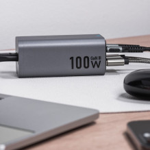 Stalinis įkroviklis Forcell F-Energy GaN III 2 x USB C + 2 x USB A QC4.0 PD 5A 100W VT-49 pilkas Stalinis įkroviklis Forcell F-Energy GaN III 2 x USB C + 2 x USB A QC4.0 PD 5A 100W VT-49 pilkas