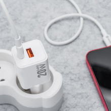 Telefono įkroviklis Forcell F-Energy Mini GaN III USB C + USB A QC4.0 PD 20W VT-35A baltas 0INT Telefono įkroviklis Forcell F-Energy Mini GaN III USB C + USB A QC4.0 PD 20W VT-35A baltas 0INT