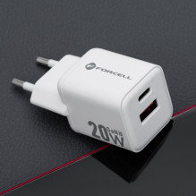 Phone charger Forcell F-Energy Mini GaN III USB C + USB A QC4.0 PD 20W VT-35A white 0INT Phone charger Forcell F-Energy Mini GaN III USB C + USB A QC4.0 PD 20W VT-35A white 0INT