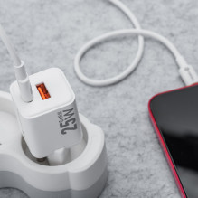 Phone charger Forcell F-Energy Mini GaN III USB C + USB A QC4.0 PD 25W VT-25B white 0INT Phone charger Forcell F-Energy Mini GaN III USB C + USB A QC4.0 PD 25W VT-25B white 0INT