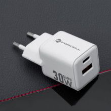 Telefono įkroviklis Forcell F-Energy Mini GaN III USB C + USB A QC4.0 PD 30W VT-35 baltas 0INT Telefono įkroviklis Forcell F-Energy Mini GaN III USB C + USB A QC4.0 PD 30W VT-35 baltas 0INT