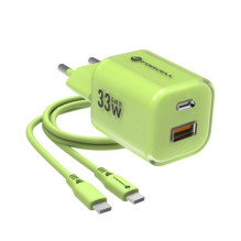 Telefono įkroviklis Forcell F-Energy GaN III Crystal Color USB C + USB A QC4.0 PD 33W + silikoninis laidas USB C į USB C Telefono įkroviklis Forcell F-Energy GaN III Crystal Color USB C + USB A QC4.0 PD 33W + silikoninis laidas USB C į USB C