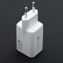 Telefono įkroviklis Forcell F-Energy Mini GaN III USB C + USB A PD QC4.0 45W VT-36 baltas Telefono įkroviklis Forcell F-Energy Mini GaN III USB C + USB A PD QC4.0 45W VT-36 baltas