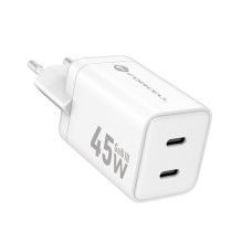 Phone charger Forcell F-Energy Mini GaN III 2 x USB C PD QC4.0 45W VT-36B white