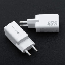 Phone charger Forcell F-Energy Mini GaN III 2 x USB C PD QC4.0 45W VT-36B white