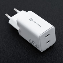 Phone charger Forcell F-Energy Mini GaN III 2 x USB C PD QC4.0 45W VT-36B white