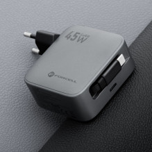 Telefono įkroviklis Forcell F-Energy GaN USB C + ištraukiamas laidas USB C PD QC4.0 3A 45W VT-R5 pilkas Telefono įkroviklis Forcell F-Energy GaN USB C + ištraukiamas laidas USB C PD QC4.0 3A 45W VT-R5 pilkas