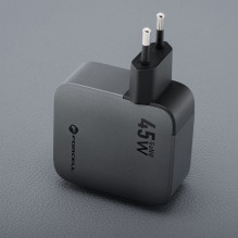 Phone charger Forcell F-Energy GaN USB C + retractable cable USB C PD QC4.0 3A 45W VT-R5 gray Phone charger Forcell F-Energy GaN USB C + retractable cable USB C PD QC4.0 3A 45W VT-R5 gray