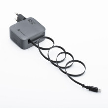 Phone charger Forcell F-Energy GaN USB C + retractable cable USB C PD QC4.0 3A 45W VT-R5 gray Phone charger Forcell F-Energy GaN USB C + retractable cable USB C PD QC4.0 3A 45W VT-R5 gray