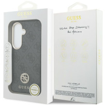 GUESS dėklas, skirtas SAMSUNG S26 GUHMS26SP4GRMDEK (4G su cirkoniais ir apvaliu MagSafe logotipu), juodas