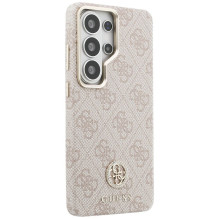GUESS dėklas, skirtas SAMSUNG S26 Ultra GUHMS26LP4GRMDEP (4G su cirkoniais ir apvaliu MagSafe logotipu), rožinis