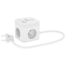 KERG 3 lizdų maitinimo kubas + USB-A+USB-C įkroviklis 1,5 m 3 × 1,5 mm2 H05VV-F 16A / 250 V~ Išmanusis baltas KERG 3 lizdų maitinimo kubas + USB-A+USB-C įkroviklis 1,5 m 3 × 1,5 mm2 H05VV-F 16A / 250 V~ Išmanusis baltas