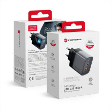 Telefono įkroviklis Forcell F-Energy GaN USB C + USB A QC4.0 PD 4A 45W VT-39 pilkas Telefono įkroviklis Forcell F-Energy GaN USB C + USB A QC4.0 PD 4A 45W VT-39 pilkas