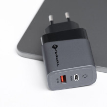 Telefono įkroviklis Forcell F-Energy GaN USB C + USB A QC4.0 PD 4A 45W VT-39 pilkas Telefono įkroviklis Forcell F-Energy GaN USB C + USB A QC4.0 PD 4A 45W VT-39 pilkas