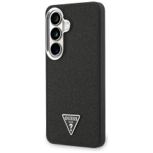 GUESS dėklas SAMSUNG S26 GUHMS26SPFGTSCMK (fiksuotas blizgučių trikampis MagSafe) juodas