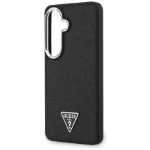 GUESS dėklas SAMSUNG S26 GUHMS26SPFGTSCMK (fiksuotas blizgučių trikampis MagSafe) juodas