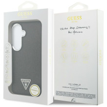 GUESS dėklas SAMSUNG S26 GUHMS26SPFGTSCMK (fiksuotas blizgučių trikampis MagSafe) juodas