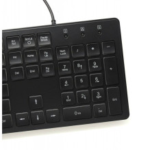 ART laidinė klaviatūra USB A QWERTY su šviesa ir plonu AK-20, juoda