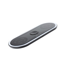 Belaidis įkroviklis Forcell F-Energy Ellipse 3w1 Qi QC 15W, suderinamas su Apple + USB C į USB A laidas, juodas