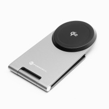 Belaidis įkroviklis Forcell F-Energy Flip Charge USB C Qi2 15W, suderinamas su MagSafe, sidabrinis, 0INT