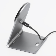 Wireless charger Forcell F-Energy Flip Charge USB C Qi2 15W compatible with MagSafe silver 0INT