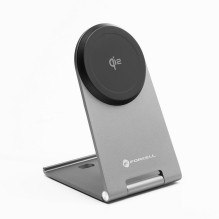 Belaidis įkroviklis Forcell F-Energy Flip Charge USB C Qi2 15W, suderinamas su MagSafe, sidabrinis, 0INT