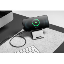Wireless charger Forcell F-Energy Flip Charge USB C Qi2 15W compatible with MagSafe silver 0INT
