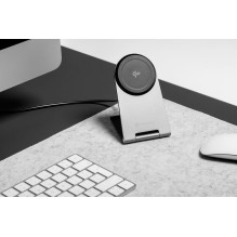 Belaidis įkroviklis Forcell F-Energy Flip Charge USB C Qi2 15W, suderinamas su MagSafe, sidabrinis, 0INT