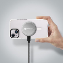Belaidis įkroviklis „Forcell F-Energy Smart Charge USB C Qi2 15W“, suderinamas su „MagSafe“, su nuimamu 1,5 m laidu, sid
