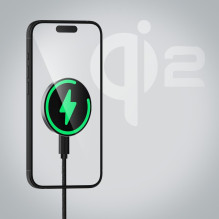 Wireless charger Forcell F-Energy Smart Charge USB C Qi2 15W compatible with MagSafe, with detachable cable 1,5 m silver