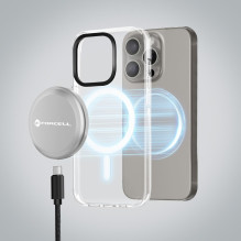 Wireless charger Forcell F-Energy Smart Charge USB C Qi2 15W compatible with MagSafe, with detachable cable 1,5 m silver