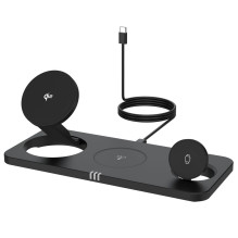 Belaidis įkroviklis Forcell F-Energy 3in1 MagNetix USB C Qi2 20,5W, suderinamas su MagSafe, juodas, 0INT