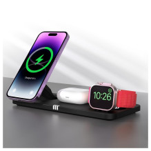 Belaidis įkroviklis Forcell F-Energy 3in1 MagNetix USB C Qi2 20,5W, suderinamas su MagSafe, juodas, 0INT