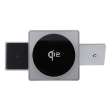 Belaidis įkroviklis Forcell F-Energy 3in1 Rotation Cube Qi2, suderinamas su MagSafe (F-06), sidabrinis