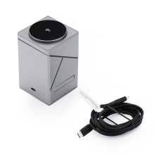Belaidis įkroviklis Forcell F-Energy 3in1 Rotation Cube Qi2, suderinamas su MagSafe (F-06), sidabrinis