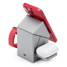 Wireless charger Forcell F-Energy 3in1 Rotation Cube Qi2 compatible with MagSafe (F-06) silver