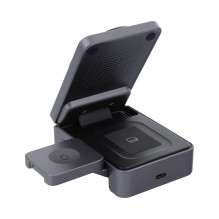 Belaidis įkroviklis Forcell F-Energy 3in1 Flex Pro Qi2, suderinamas su MagSafe (F-05), sidabrinis