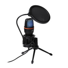 Condenser Microphone Art with membrane, standing, illuminated tripod AC-02 black