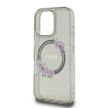 GUESS case for IPHONE 16 Pro compatible with MagSafe GUHMP16LHFWFCK (IML Flowers Wreath) black