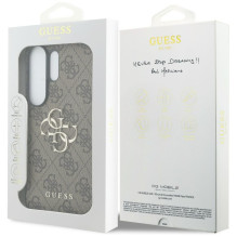 GUESS dėklas, skirtas SAMSUNG S26 Ultra GUHCS26L4GMGBR (4G didelis metalinis logotipas), rudas