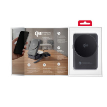 Belaidis įkroviklis Forcell F-Energy 3in1 Flex Pro Qi2, suderinamas su MagSafe (F-05), sidabrinis
