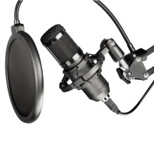 Kondensatorinis mikrofonas su strėle ir membrana AC-03, juodas