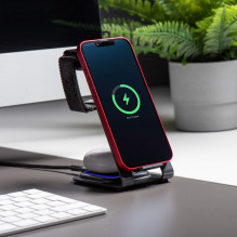 Belaidis įkroviklis „Forcell F-Energy 3in1 Simply Charge“, aliuminis, suderinamas su „Apple Watch“ ir „Samsung Watch“, p