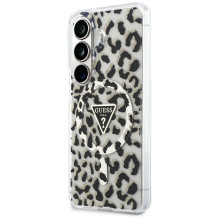 GUESS dėklas SAMSUNG S26 GUHMS26SHLEGTGLK (magnetinis IML leopardo rašto trikampis) juodas