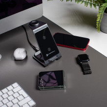 Belaidis įkroviklis „Forcell F-Energy 3in1 Simply Charge“, aliuminis, suderinamas su „Apple Watch“ ir „Samsung Watch“, p