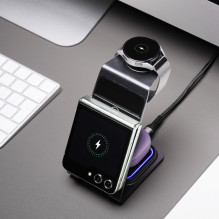 Belaidis įkroviklis „Forcell F-Energy 3in1 Simply Charge“, aliuminis, suderinamas su „Apple Watch“ ir „Samsung Watch“, p