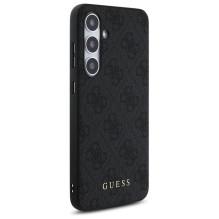 GUESS dėklas, skirtas SAMSUNG S24 FE GUHCS24FEG4GFGR (HC PU 4G metalinis logotipas), pilkas