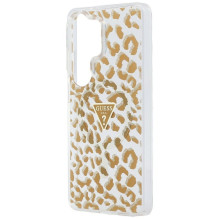 GUESS dėklas SAMSUNG S26 Ultra GUHMS26LHLEGTGLW (magnetinis IML leopardo rašto trikampis) rudas