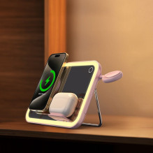 FORCELL F-ENERGY Mag Mirror 15W 3 viename belaidis įkroviklis, suderinamas su „MagSafe“ / „Apple Watch“ / „Samsung Watch